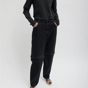 Nwt Tibi Black Boyfriend Jeans with zip off for shorts sz 28